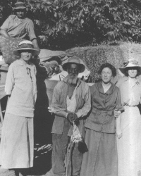 Harrison with group of women